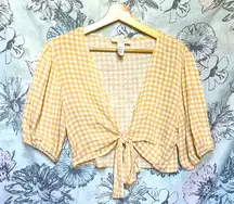 💛PASTEL YELLOW CHECKERED TOP💛