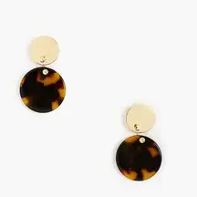J.Crew Shell Tortoise Earrings Gold Double Circle Dangle