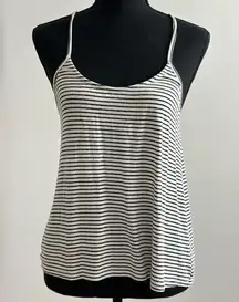 Essentials by  Racerback Striped Black & White Top