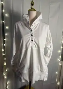 White Button-Up Women's Hoodie
