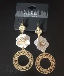 New Nicole Miller Filigree 3 tier Earrings Floral