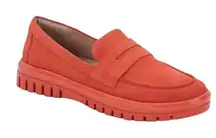 Blondo Loafers Womens Size 5.5 Orange Suede Leather Waterproof Slip On Casual