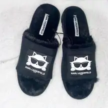 Karl Lagerfeld fuzzy cat slippers