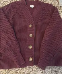 Maroon button up sweater