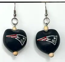 NFL New England Patriots Football EARRINGS Go Nuts Kukui Nut 2" Dangle Drop