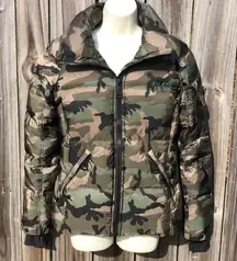 SAM. Medium Camo Jacket Puffer Down Bomber Freestyle Zip Quilted Green Brown Tan