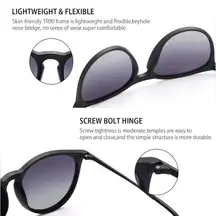 Gradient Polarized Round Retro Sunglasses Unisex Black Frame Lens