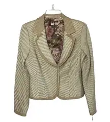 Anthropologie Tapemeasure Wool/ Silk Woven Tweed Boucle Tan  Blazer Size 6