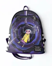 Loungefly x Coraline Mini Backpack – Purple Black Cat & Tunnel