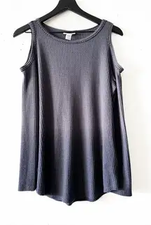 Style & Co Gray Ombré Cold Shoulder Waffle Knit Tunic Top Size M