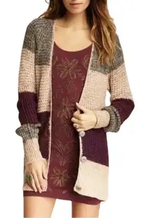 FREE PEOPLE Lake Tahoe Color block Cardigan Sweater‎ Grandma Core Size S
