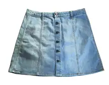 Mossimo Denim Button‎ Up A Line Skirt Size 14 Light Wash Girlhoodcore Y2K Trendy