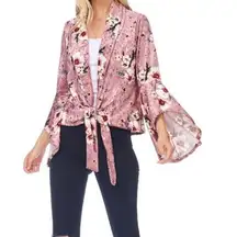 Miley + Molly Velour Boho Bell Sleeve Cardigan Size Small