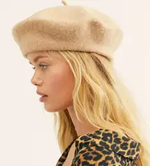 Free People 100% Wool Beret Hat One Size Camel Tan
