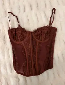 Maroon lace corset