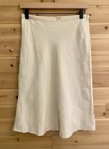 Malo Size 40 (6) Linen Skirt Cream Colored A Line Knee Length Made In Italy