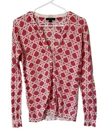Banana Republic Factory red and white geometric button cardigan comfortable