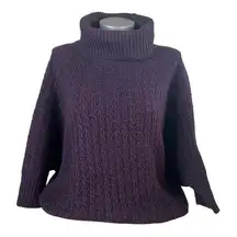 Lou & Grey Women's Dark Purple Dolman Turtleneck Poncho Cozy Sweater Size XS