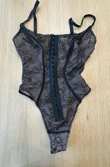 Shapellx Women's Lace Corset Bustier Ribbed Retro Top Size XS 2558