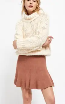 Ribbed Flounced Knit Mini Skirt