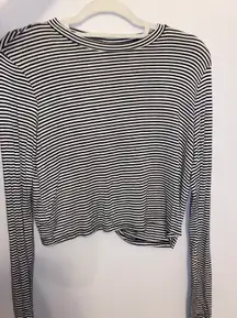 Long Sleeve Striped Crop Top