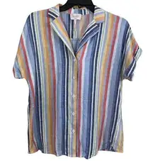 Laundry by Shelli Segal Striped Linen Blend Blouse Size Medium