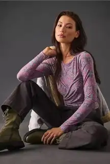 Daily Practice Purple Floral boho tied top size small