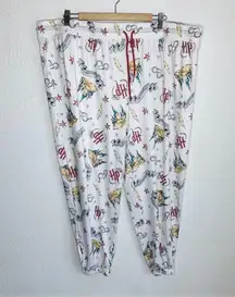 Harry Potter Jogger Sleep Pant Sz 3X White Hogwarts print