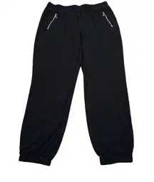 Chico's Black Knit Kit Jogger Pants Zipper Pockets Size 0 Ankle US Small 4