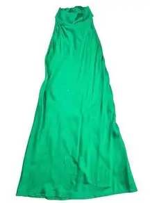 Katayouns Ralph Halter Open Back Silk Mini Dress in Green