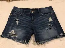 Aeropostale Distressed Denim Midi Shorts Size 2