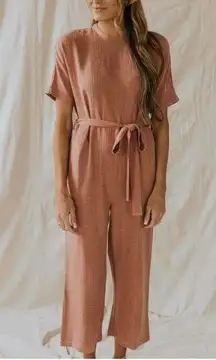 Roolee Charlottesville Linen Jumpsuit Mauve Pink Spring Boho Feminine