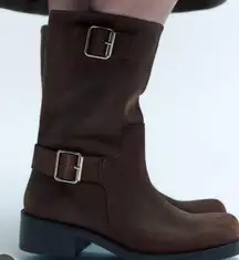 🆕️Zara Brown Combat & Moto Boots