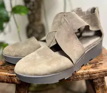 Eileen Fisher Buoy Suede Crisscross Wedge Platform Sandals size 6.5