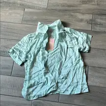 Eberjey Blue Button Down Shirt Relaxed Lightweight