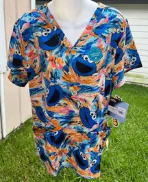 Sesame Street Blue Cookie Monster Scrub Top