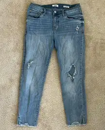 Kensie Effortless Skinny Crop Distressed Denim Jeans in Size 6 8