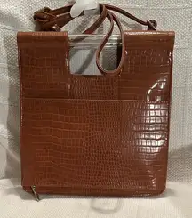 BEIS Brown Croc-Embossed Crossbody Bag
