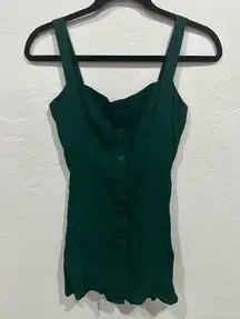 Reformation  dark green button down mini dress