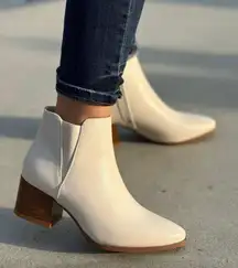 Nude Chunky Heel Side Zipper Closure Bootie