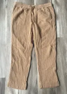 J.Jill Pants Womens S Gauze Pull On Elastic Pants Tan Pocket Mesh Muslin