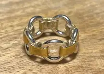 Sterling Silver Chain Link 925  & Gold Vermeil Ring