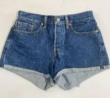 Levi’s Wedgie Fit White Oak Cone Premium Denim High Waist Jean Shorts Size 27