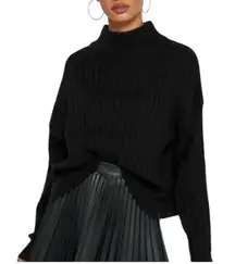 NEW Topshop Black Ribbed Turtleneck Sweater Black Cropped