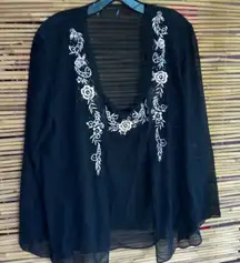 Dress Barn 12 Black Sheer Shell Top & Jacket Set
