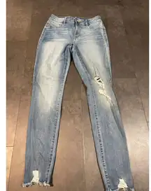 Rewash Distressed‎ Light Wash Denim Jeans Ripped Knee Trendy Streetwear B-390