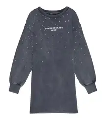 Zara Washed Effect Sweatshirt Dress Size M Gray New‎ 100% Cotton