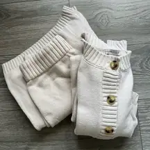 Sincerely Jules Cream Matching Cardigan Cropped Sweater Set Cozy Warm Winter M
