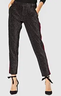 Anthropologie scotch and soda glitter pant with red velvet stripe size L