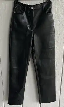 Aritzia Wilfred Melina Vegan Leather Pants High Rise Straight - Admiral Black XS